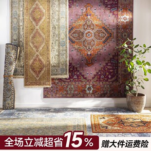 楼兰美惠 地毯波斯风彩色民族做旧地垫客厅茶几样板房大地毯 欧式