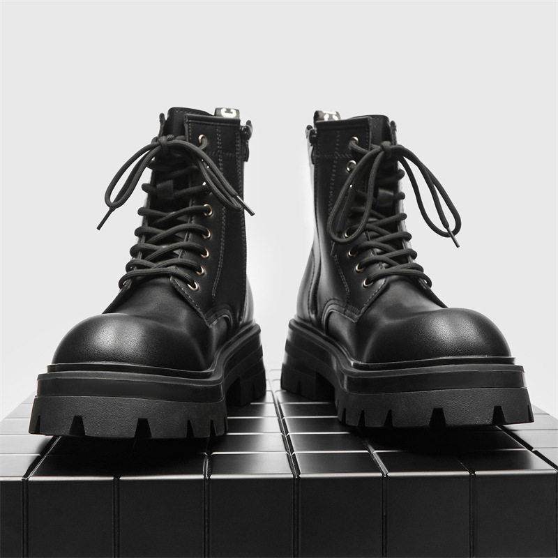 巴黎马丁靴男秋冬英伦风大头增高机车靴真皮登山靴厚底德比高帮鞋,流行男鞋,马丁靴,淘宝优惠券,粉丝福利购,淘宝优惠卷