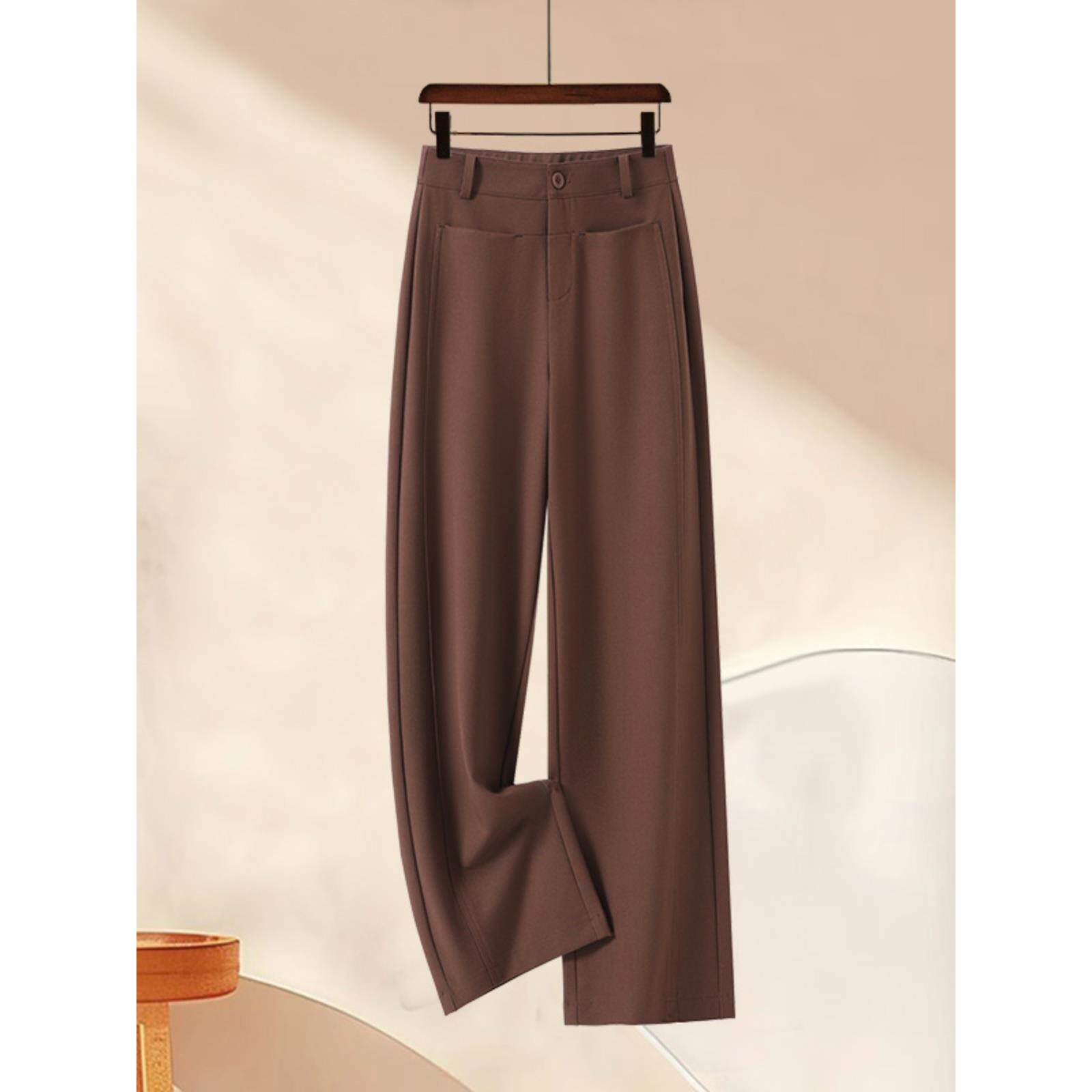 高档轻奢天丝羊毛窄版阔腿西装裤女士春秋新款高腰垂感休闲直筒裤