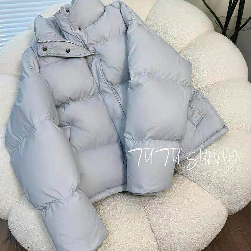 韩版羽绒服女95白鸭绒小个子短款加厚蓝色面包服时尚外套高品质潮