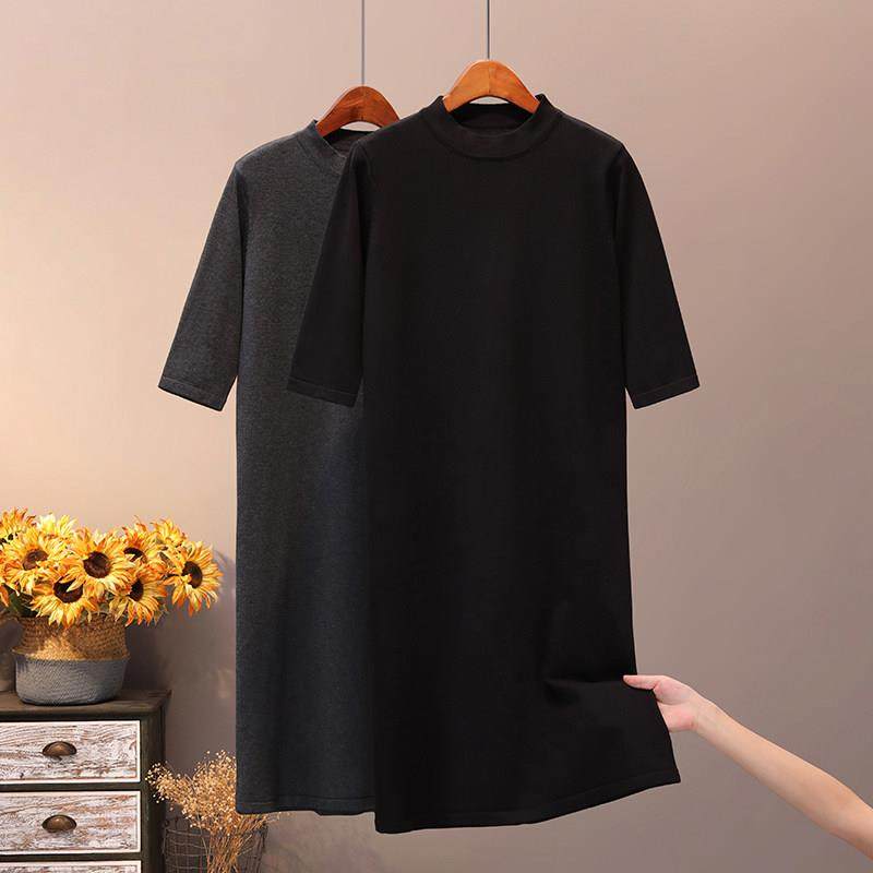 专柜半高领连衣裙春秋新款宽松长款过膝中袖打底裙内搭套头针织裙,女装/女士精品,连衣裙,淘宝优惠券,粉丝福利购,淘宝优惠卷