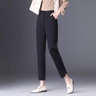 垂感直筒裤女2025春秋新款黑色高级感烟管裤小个子修身西裤九分裤