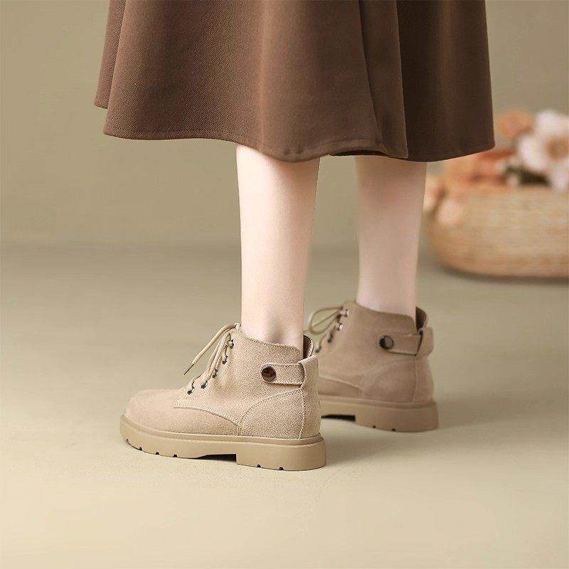 英伦风覆古真皮短靴女2025年秋季新款百搭平底马丁靴覆古短筒女靴,女鞋,马丁靴,淘宝优惠券,粉丝福利购,淘宝优惠卷