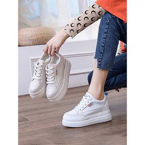 真皮厚底内增高小白鞋女鞋2025新款8cm隐形小个子爆款不累脚运动