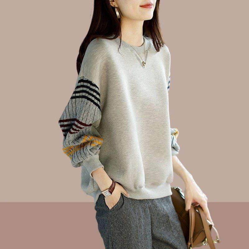 香港TIMO轻奢卫衣女2025春秋新款爆款圆领上衣无帽长袖大码t恤,女装/女士精品,大码内搭,淘宝优惠券,粉丝福利购,淘宝优惠卷