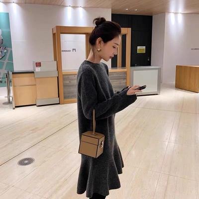 FAshi 新款绝美内搭打底鱼尾裙子气质名媛高级感宽松针织连衣裙女