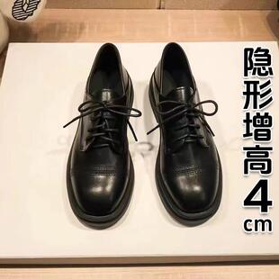 香港小皮鞋配裙子女英伦风2025春秋新款系带学生百搭平底单鞋真皮