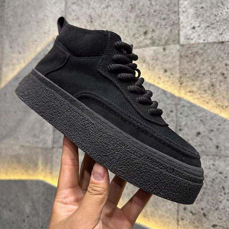 男鞋秋冬新款翻毛皮高帮鞋加绒保暖真皮马丁靴厚底轻便潮休闲板鞋