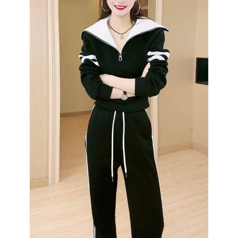 欧洲站休闲运动套装女2024新款秋冬时尚宽松高级感长袖卫衣两件套