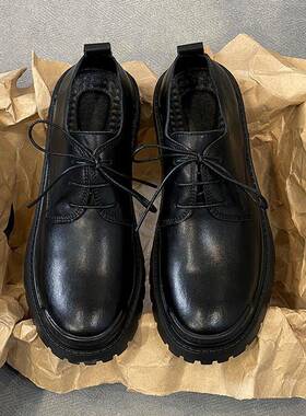 Trendsetters！有点迷人的感觉很享受 圆头皮鞋英伦休闲厚底增高
