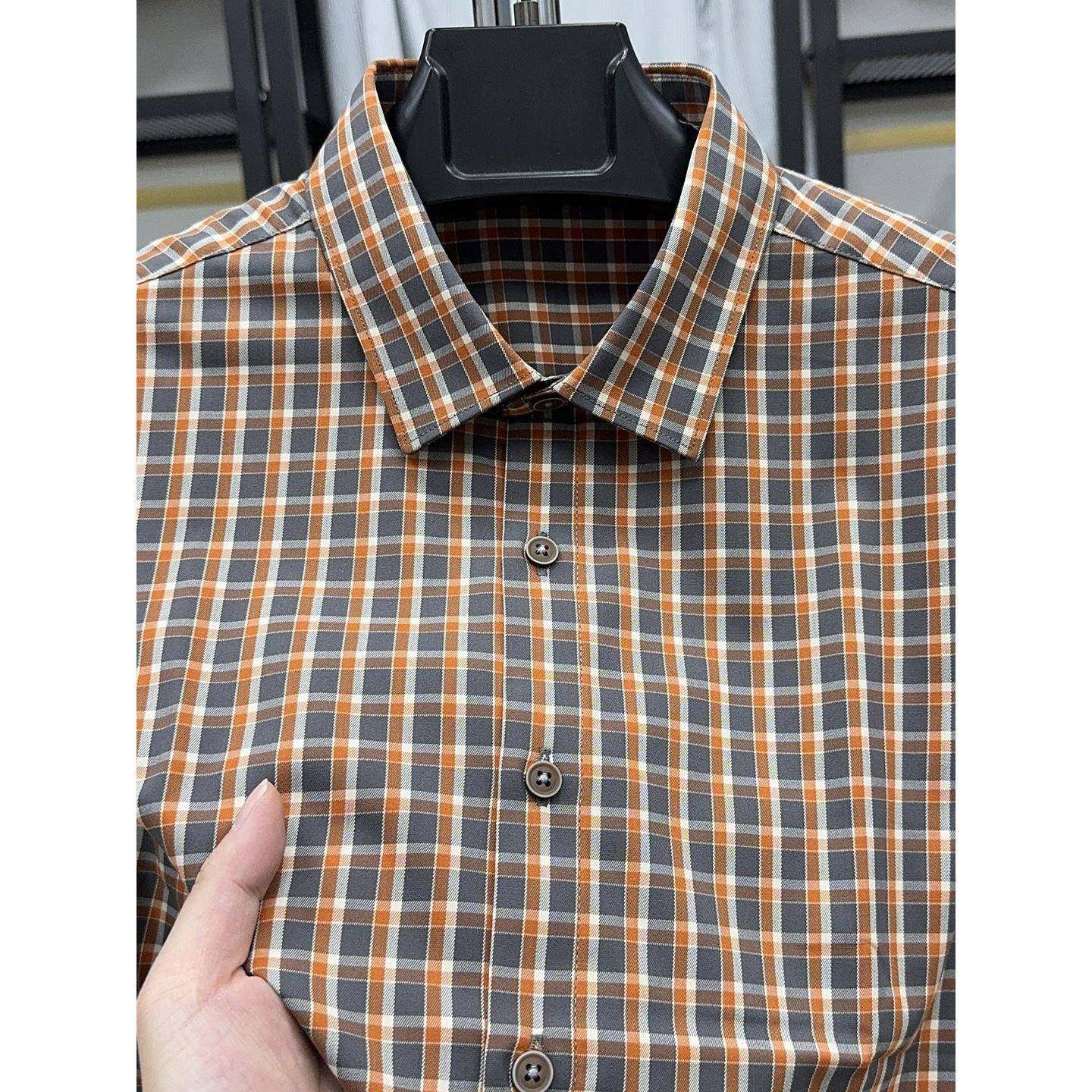 严选高端商务通勤免烫长袖衬衫男士秋季新款覆古百搭休闲格子衬衣,男装,中老年上装,淘宝优惠券,粉丝福利购,淘宝优惠卷