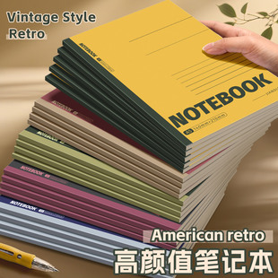 美式 高颜值笔记本本子学生用B5软面抄厚本子大笔记本子大号加厚超厚记事本简约大学生课堂笔记A5练习本横线本