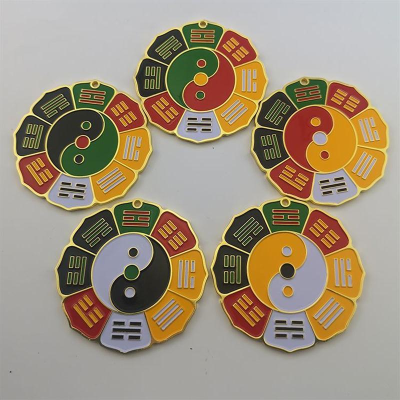 黄万莲花盘8CM莲花万字福后天八卦黑白太极五行阵潘氏五色万字贴
