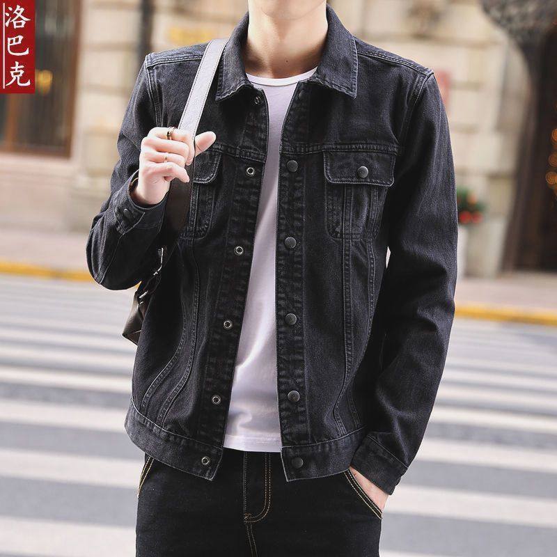 大连欧货牛仔外套春秋季男士宽松工装夹克休闲韩版百搭复古时尚牛
