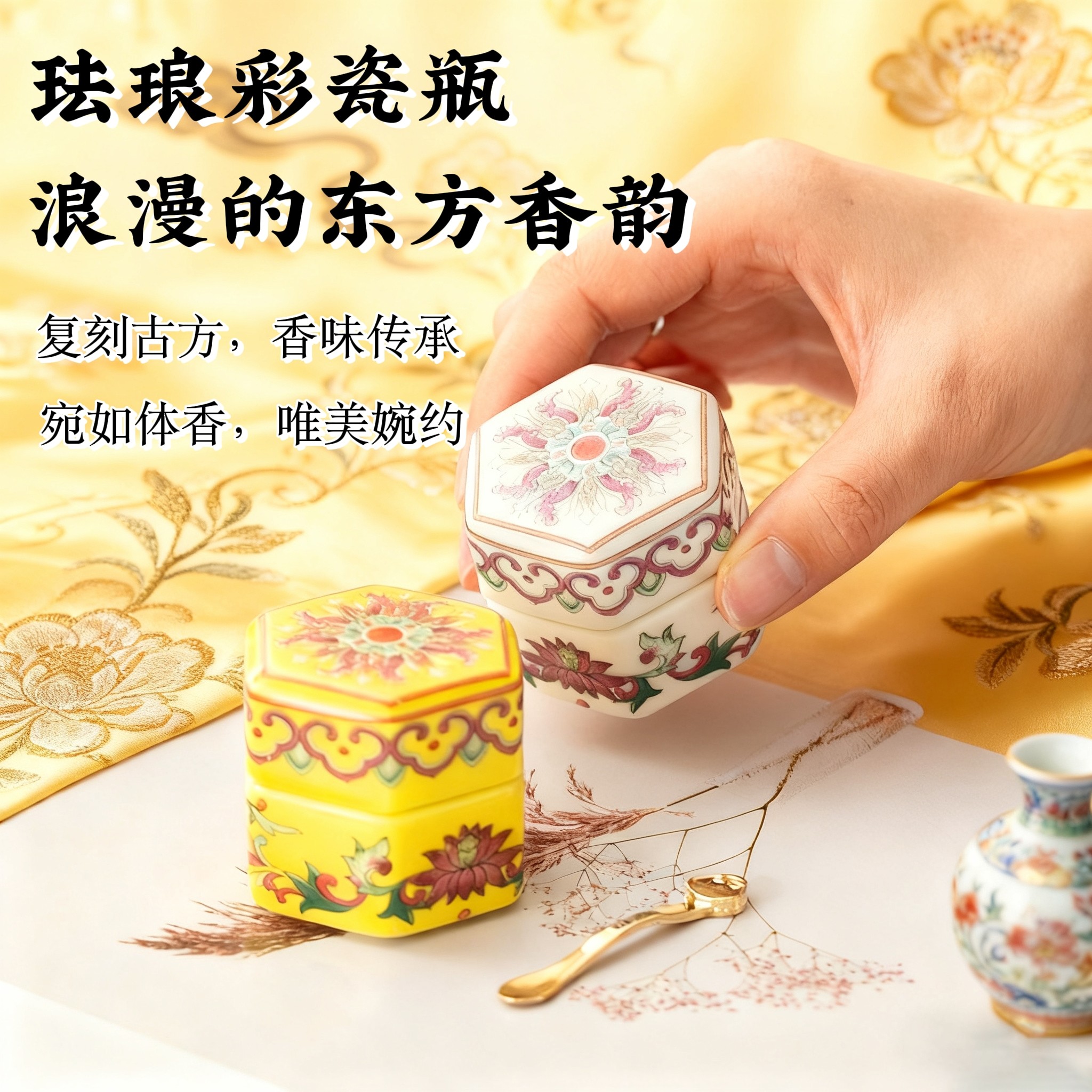 古法手工香膏珐琅彩浪漫东方香韵精巧便携优雅锁香清新持久留淡香