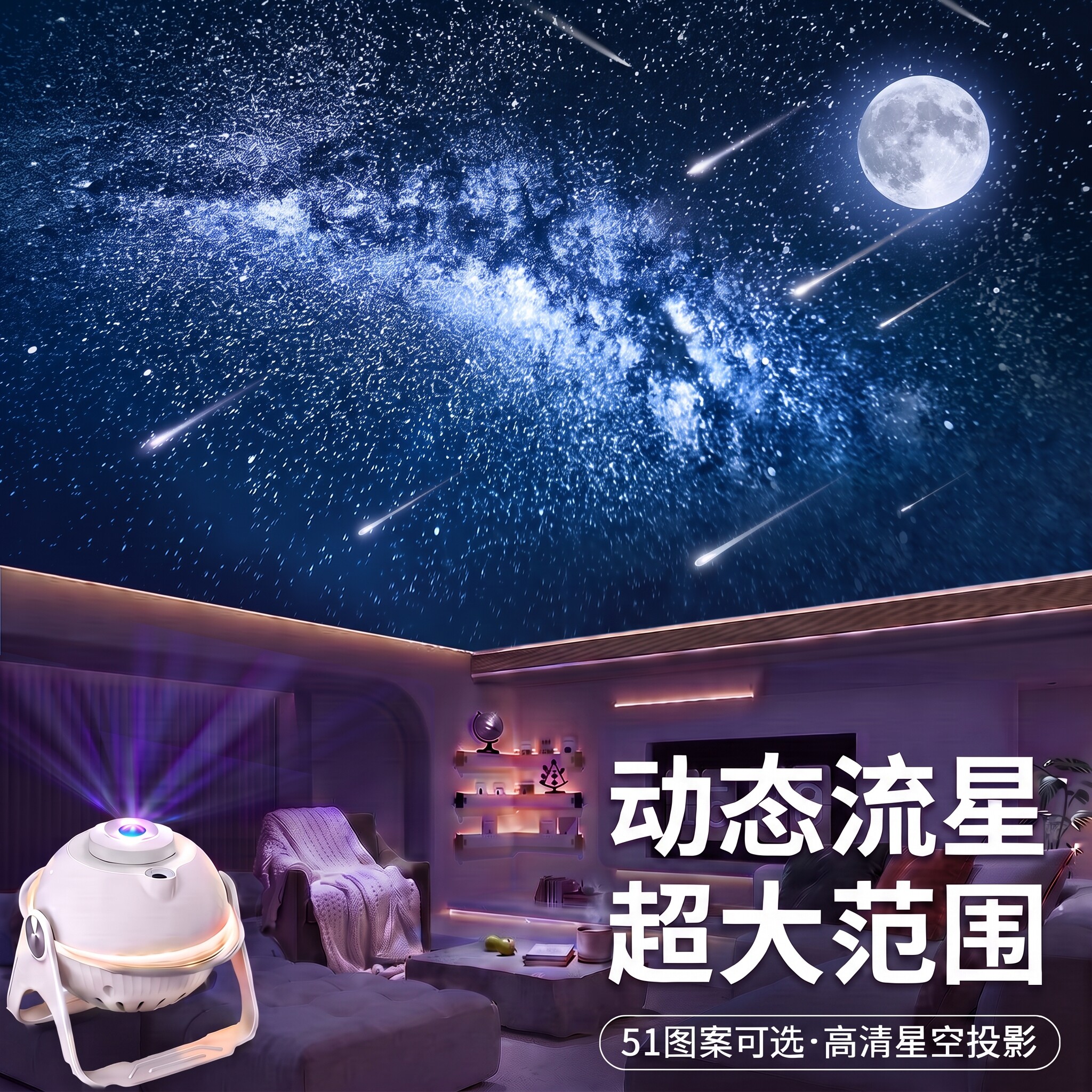 超高清大范围流星星空灯图片