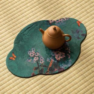 禅意云纱茶席防水中式 新中式 干泡茶巾织锦绸缎高端吸水小号桌布