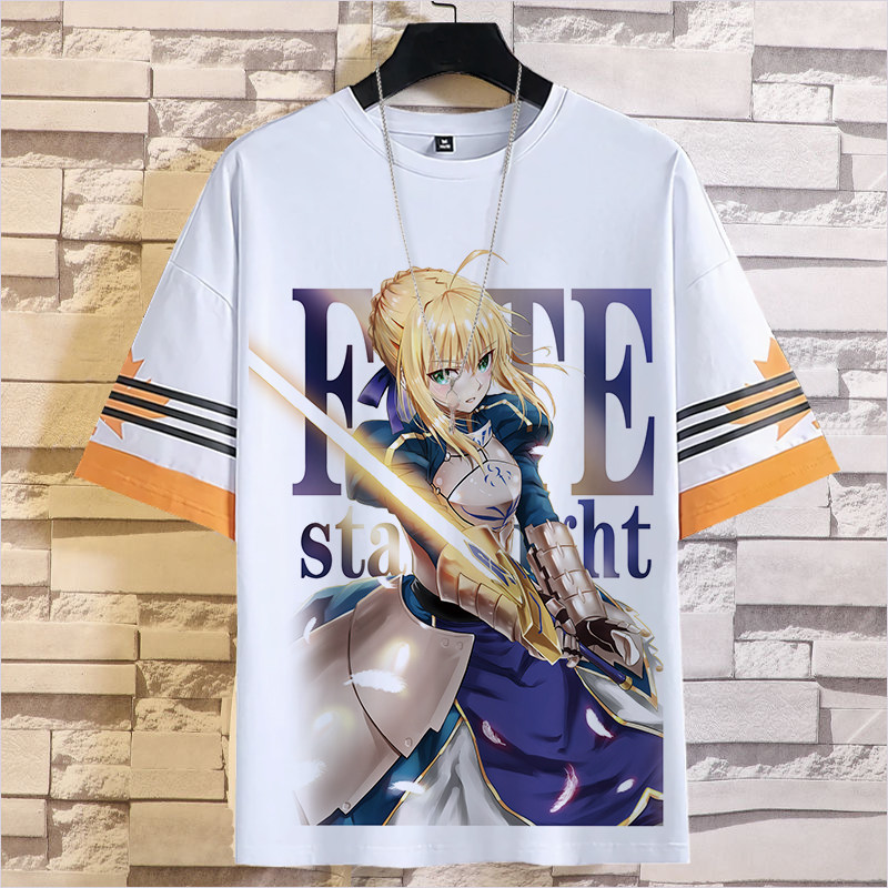 FGO咕哒子fate黑贞德saber周边短袖T恤男宽松大码圆领动漫衣服夏T