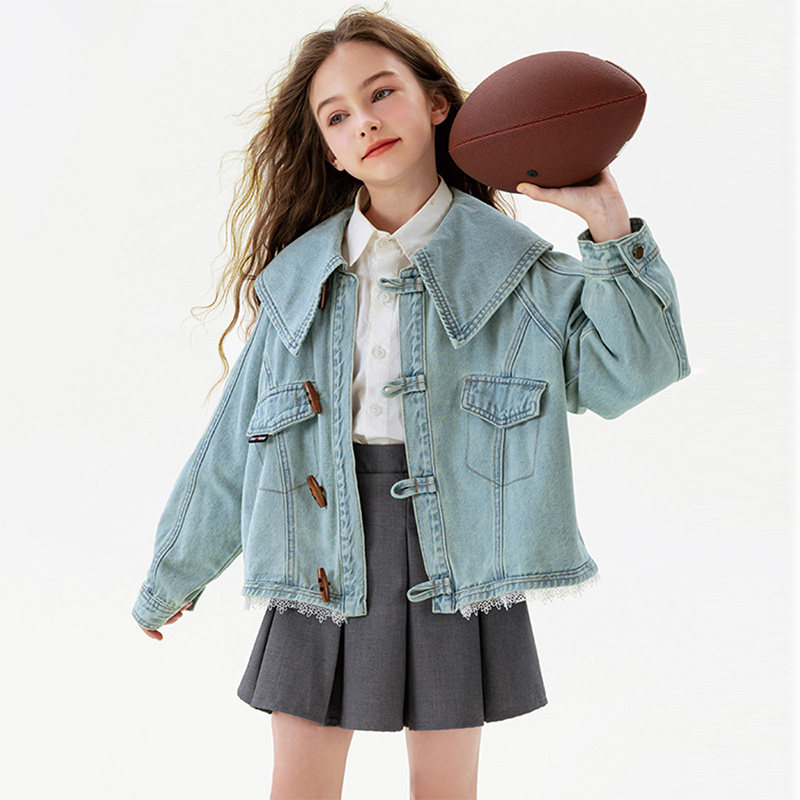 童装女童春秋牛仔外套2025新款春装款小女孩儿童中式时髦牛仔上衣,童装/婴儿装/亲子装,儿童牛仔外套,淘宝优惠券,粉丝福利购,淘宝优惠卷