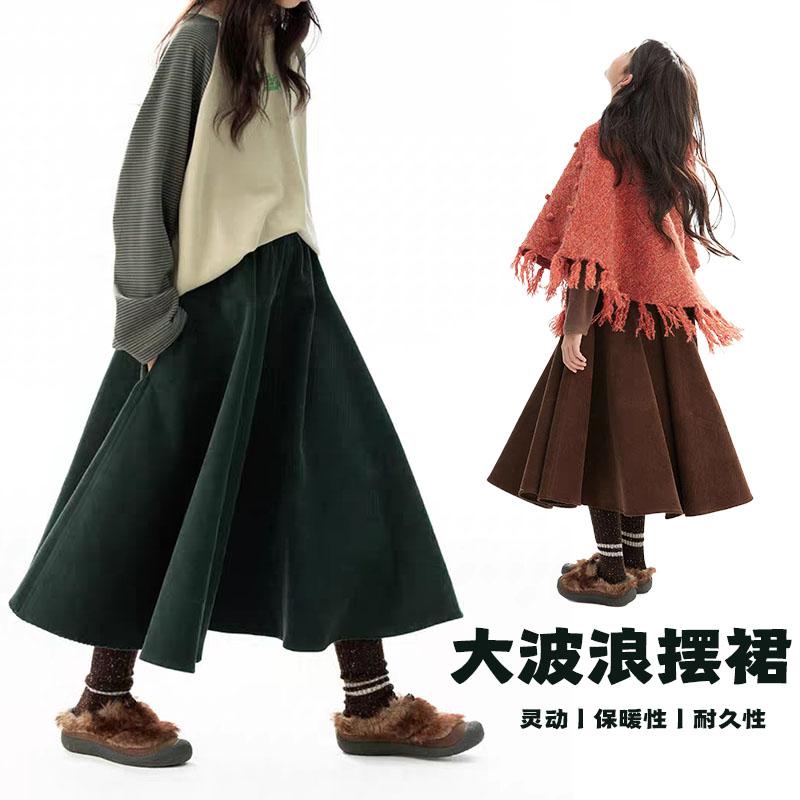 女童直筒裙灯芯绒裙子