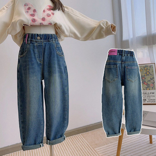 新款 2025春季 休闲百搭中大童宽松长裤 儿童春秋装 韩版 老爹裤 牛仔裤