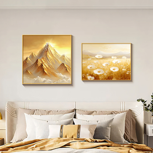 日照金山背靠山图组合挂画客厅卧室高级感床头画可定制玄关装饰画