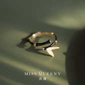 知竹·黑珐琅竹节戒指开口国风新中式 Miss Queeny其微 精致优雅