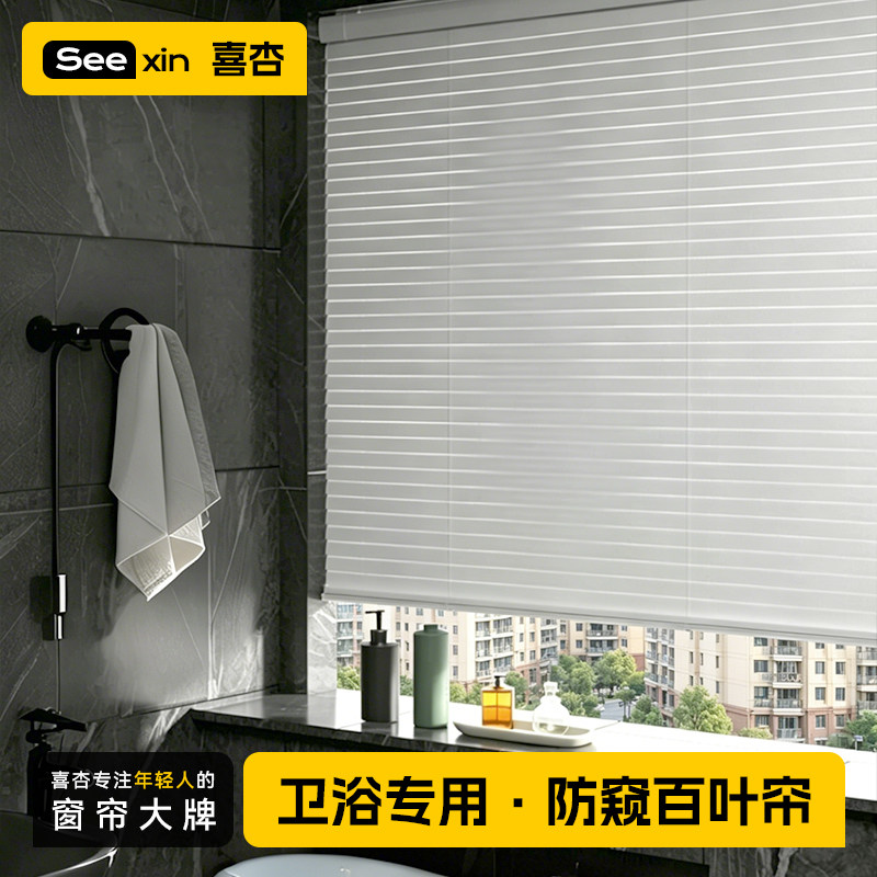 卫生间专用百叶帘浴室遮光Z型防窥窗帘遮阳铝合金免打孔升降卷帘