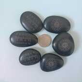 玛尼石双面雕刻绿度母心咒藏文梵文汉文结缘供养满愿放生用品