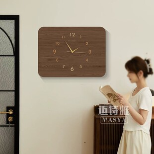 原木风电表箱装饰画带钟表2025新款遮挡时钟免打孔遮丑配电箱挂画