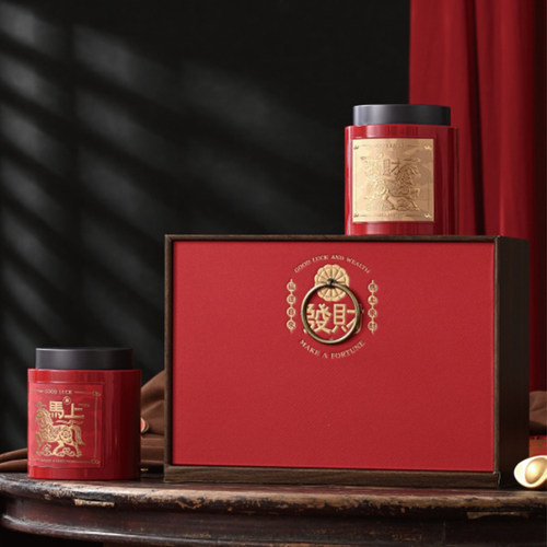 春节复古大红袍茶叶空礼盒定制