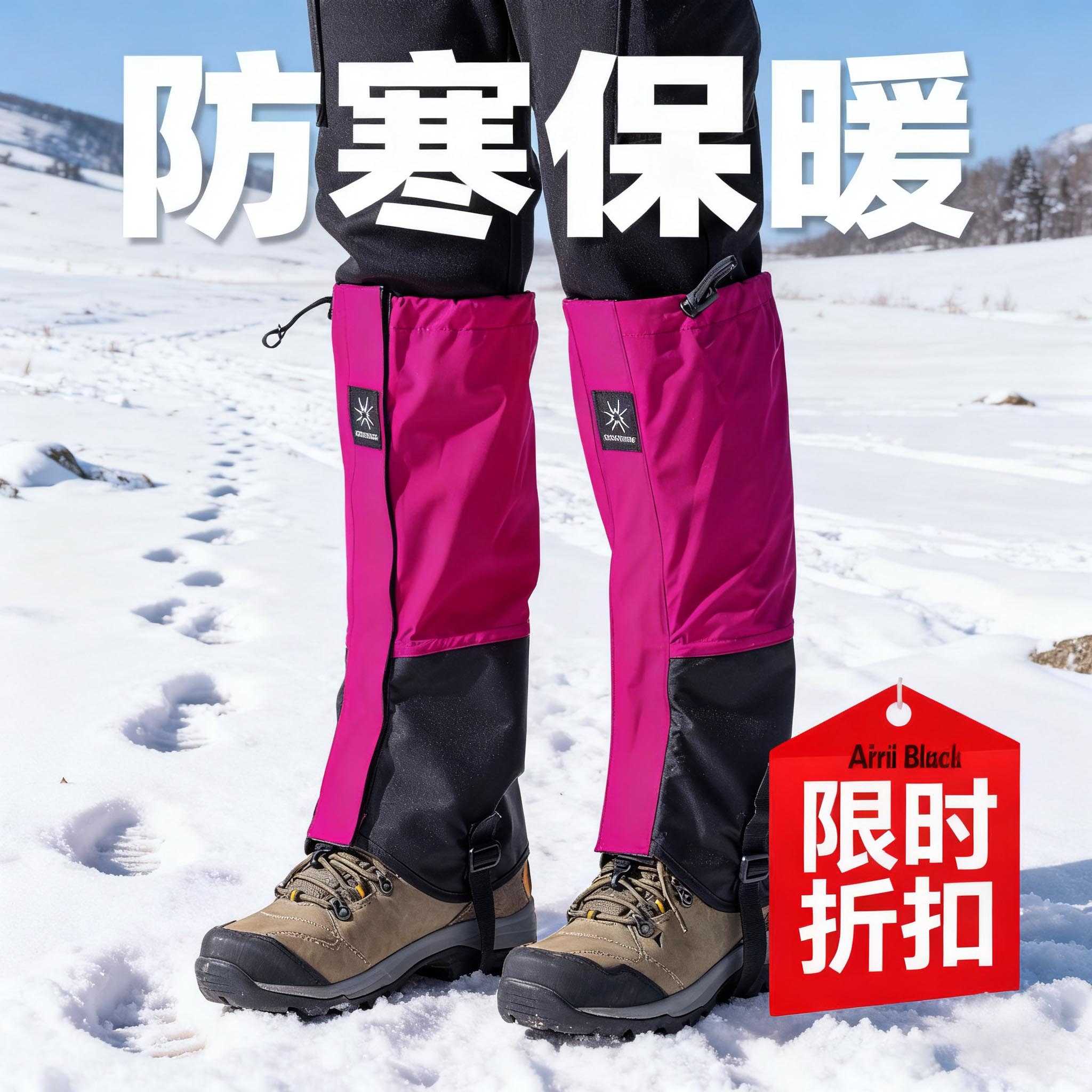 登山徒步雪套户外防水防雪护腿脚套防沙鞋套儿童滑雪装备男女通用