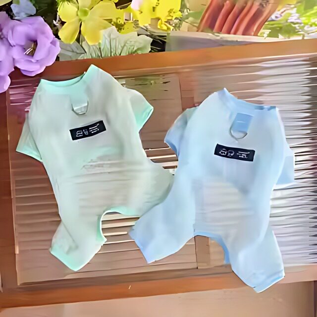 防掉毛薄款镂空透气泰迪背心比熊雪纳瑞博美短袖冰丝猫咪小狗衣服