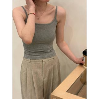 显瘦大U背美背百搭基础款吊带内搭外穿上衣带胸垫打底背心8858-2