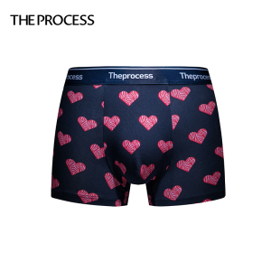 theprocess潮爱心形印花内裤棉质弹力透气平角裤中腰情侣礼物盒装