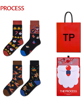 THE PROCESS情侣马年袜子礼盒秋冬款男女中筒袜本命年礼物4双盒装