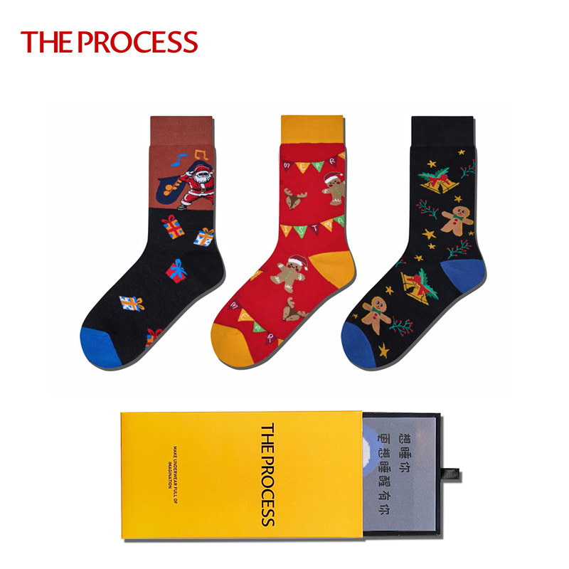 圣诞袜子潮个性图案情侣袜2双装
