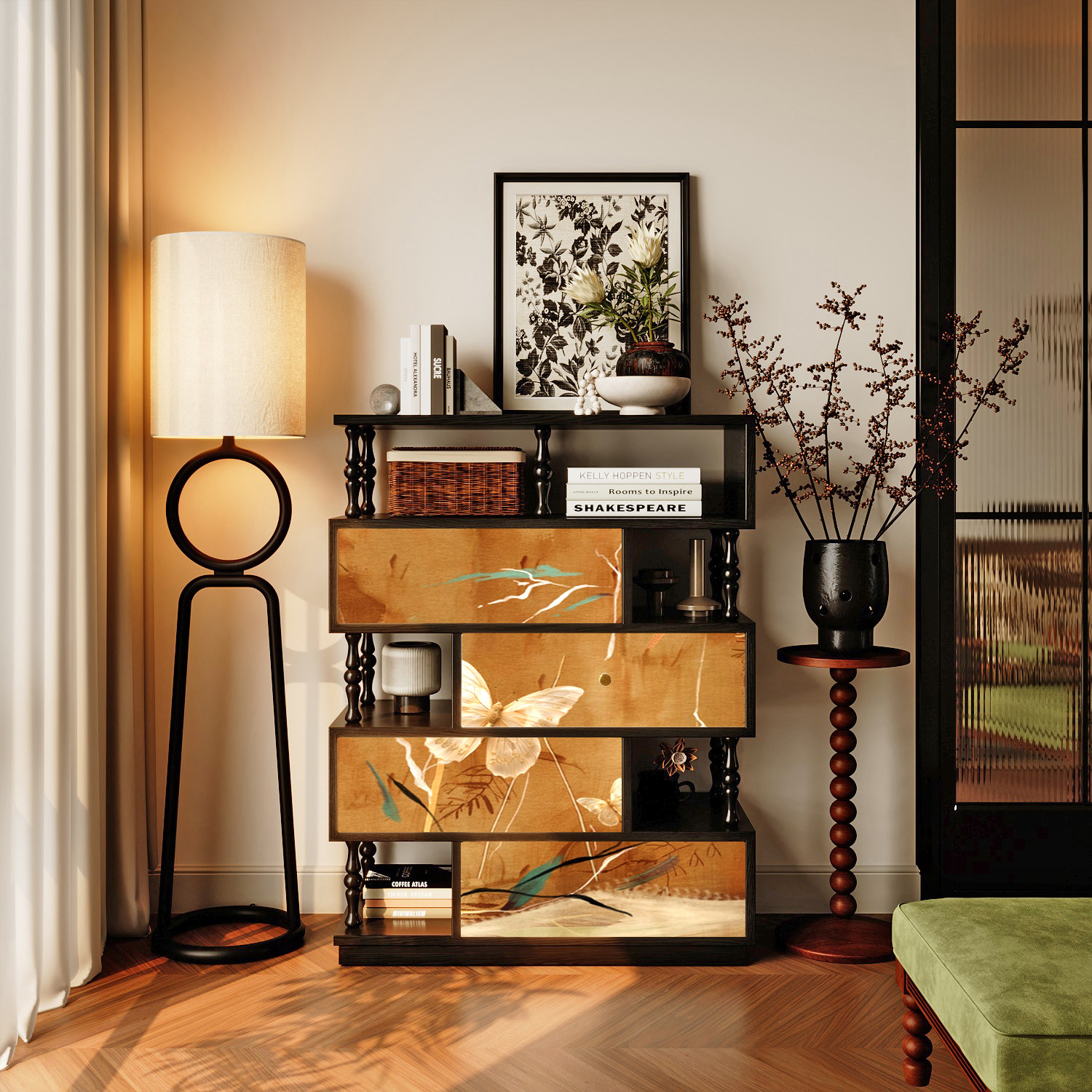 鲁老爷法式中古风斗柜实木定制彩绘漆画酒店会所民宿置物收纳柜,住宅家具,斗柜,淘宝优惠券,粉丝福利购,淘宝优惠卷