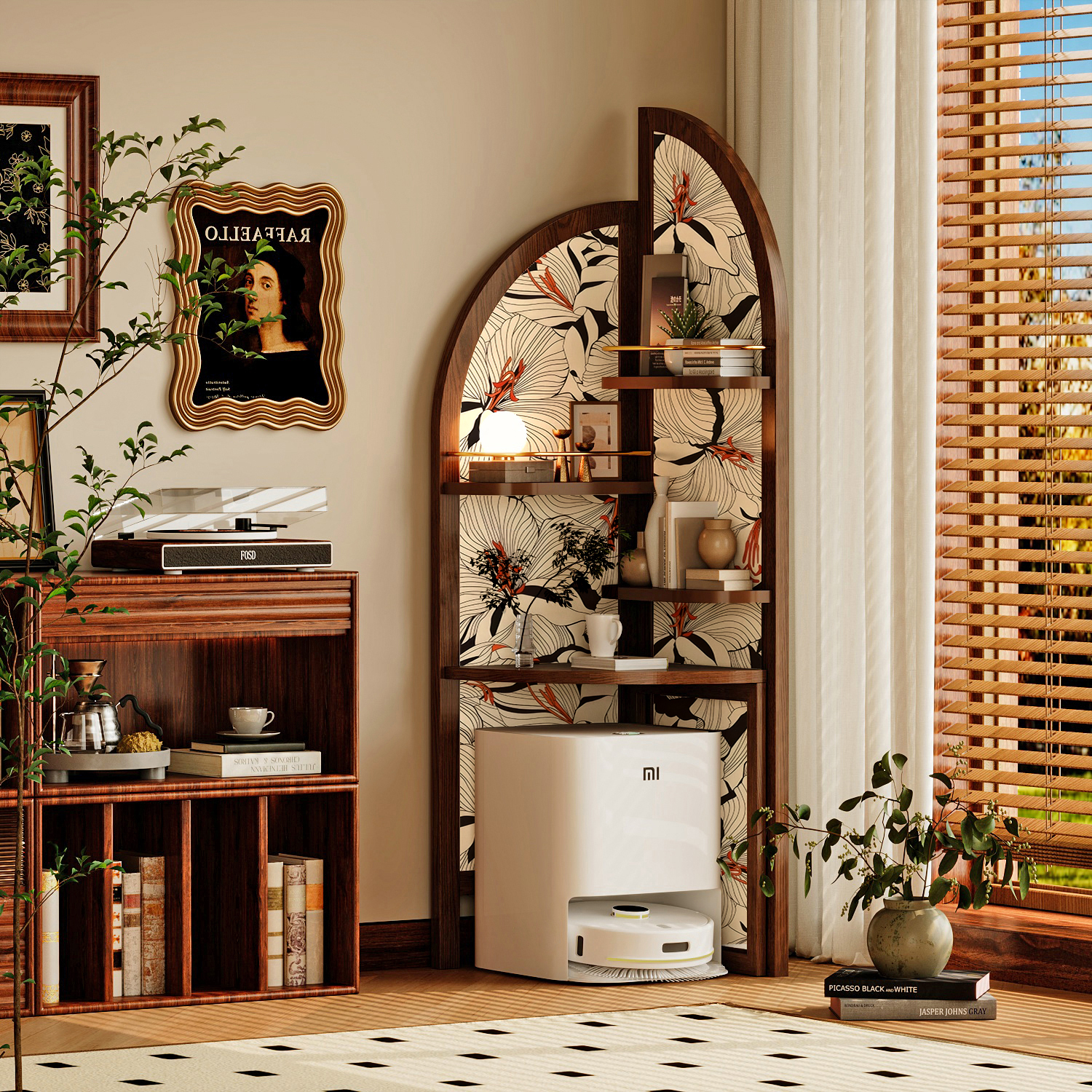 法式中古实木定制移动折屏