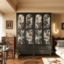 法式 复古漆画工艺独立衣柜卧室房间靠墙多层储物柜彩绘创意置物柜