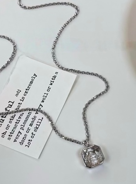 《白茶方糖》ins白茶透明方糖块银饰吊坠925银饰项链长度约45cm