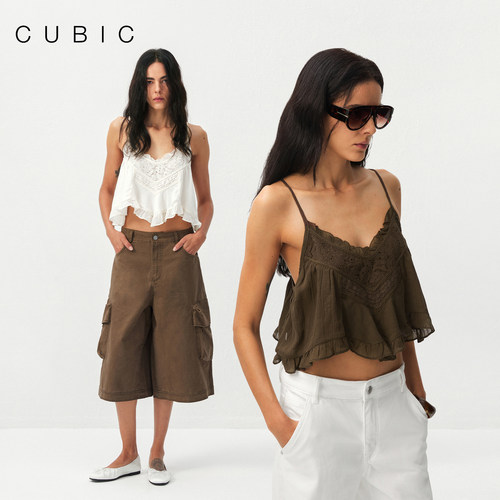 CUBIC莱赛尔蕾丝短款吊带背心