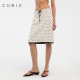 CUBIC复古波点H版 撞色裙摆系带半身裙