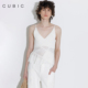 CUBIC 成长手记 不规则拼接度假风收腰荷叶边下摆V领吊带背心