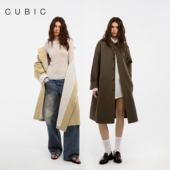 口翻领中长款 波点翻边袖 风衣 简约廓形春款 CUBIC经典