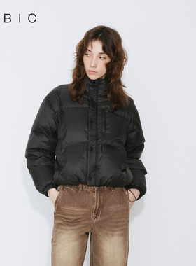 CUBIC圣诞布丁 简约立领防风通勤短款鸭绒面包羽绒服保暖外套