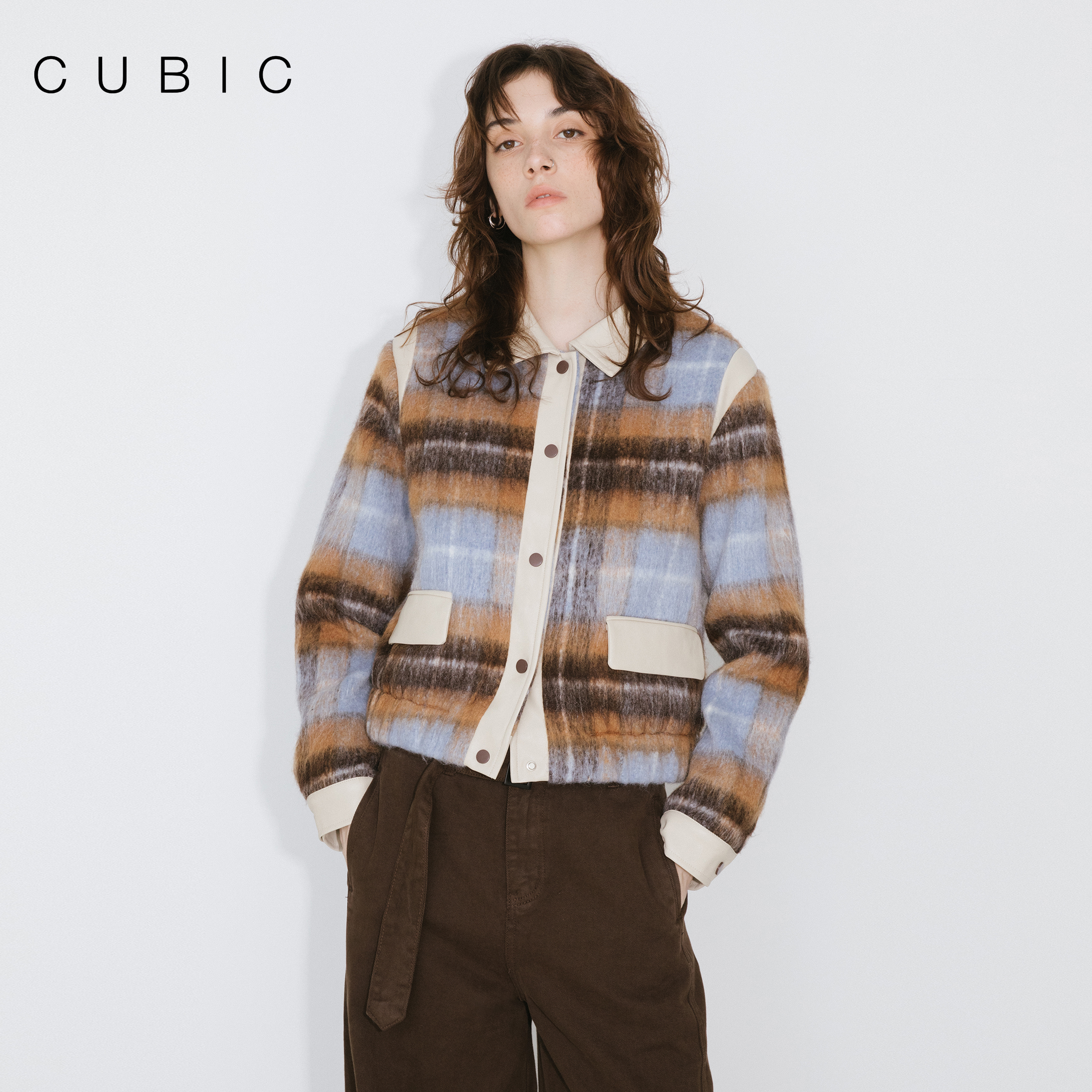 CUBIC宽松复古格纹外套