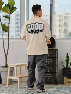 Hijack 秋冬复古绒衫拉链摇粒绒卫衣原创刺绣立领夹克美潮黑休闲