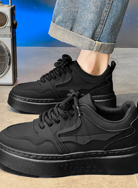 回力新款男鞋春季厨房工作上班劳保男鞋运动休闲黑色男士板鞋子潮