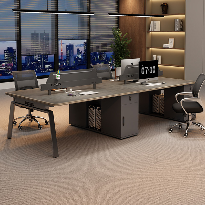 员工办公桌和椅子组合铝合金边缘简单现代4/6人屏幕工作站员工办